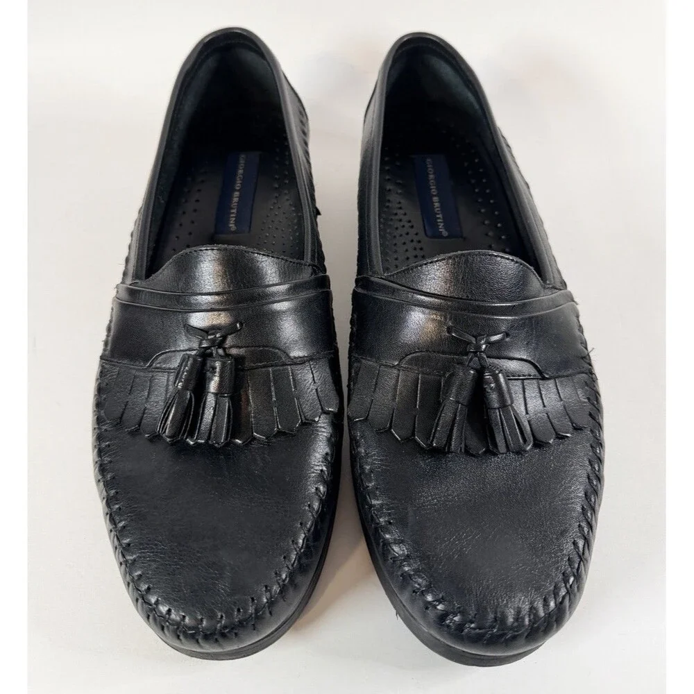 Giorgio Brutini Milan Men's Loafer Shoes Size 11 Black Leather Tassel Kilti